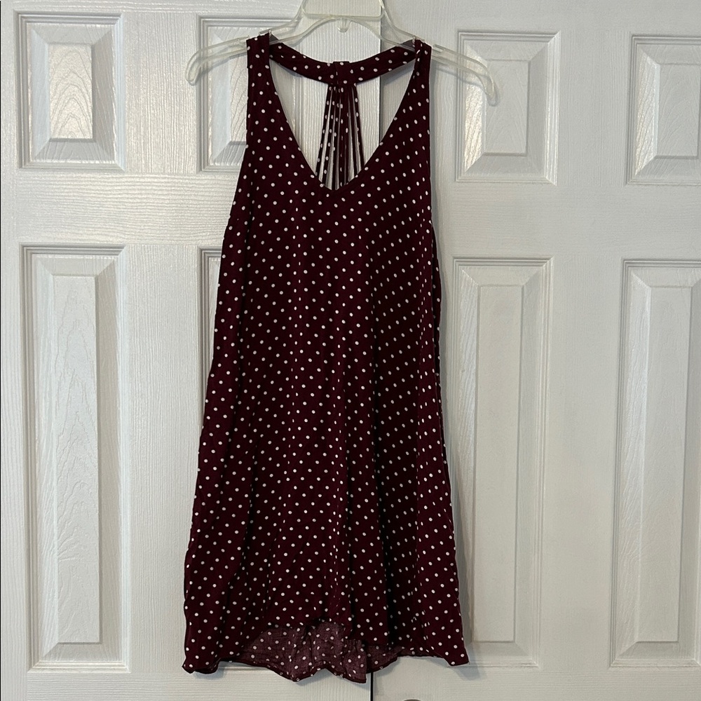 American Eagle Outfitters Burgundy Polka Dot Top
